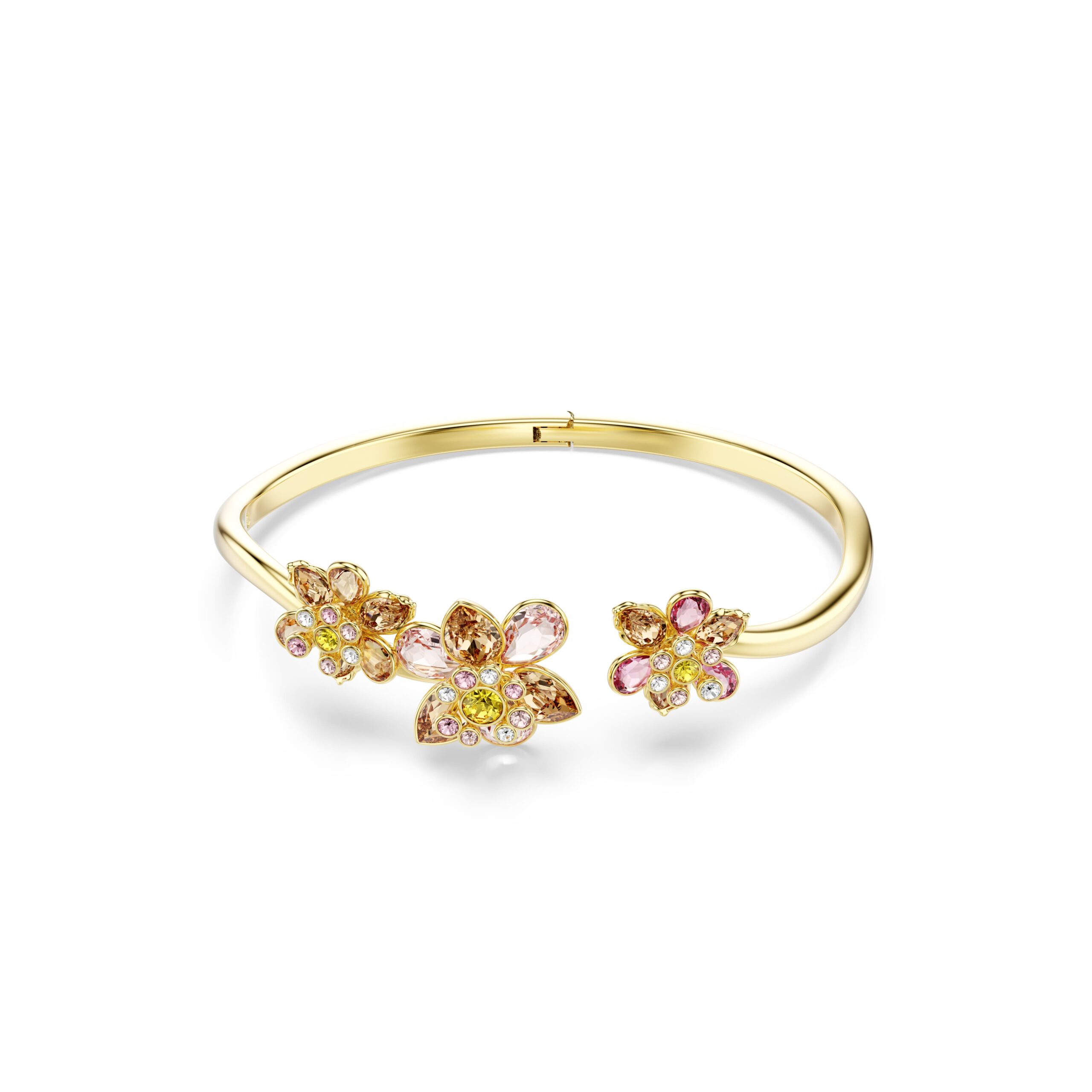 Swarovski narukvica Idyllia Bangle, Zlatni ton, Višebojna, Cvijet, Mix