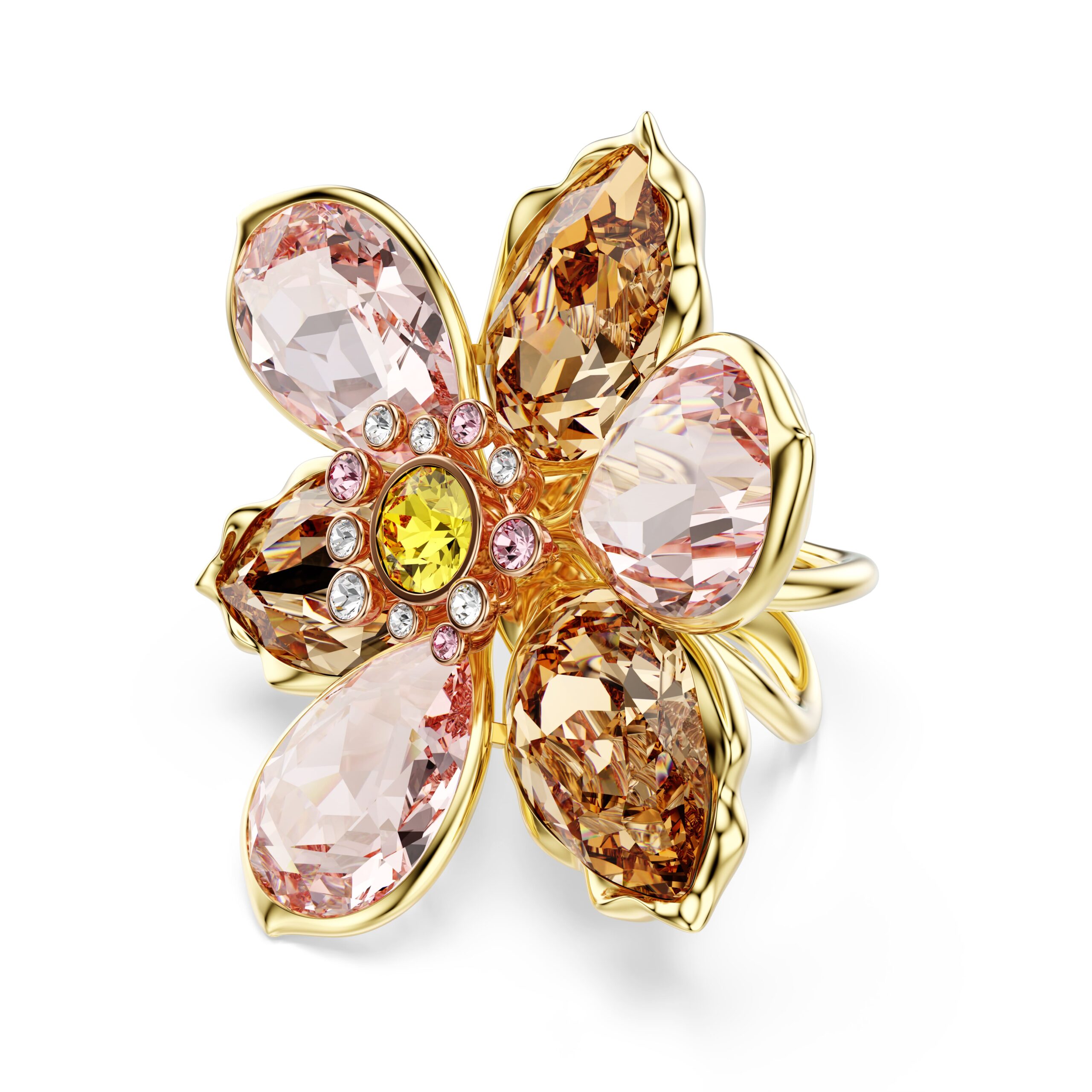 Swarovski prsten Idyllia, Zlatni ton, Višebojna, Cvijet
