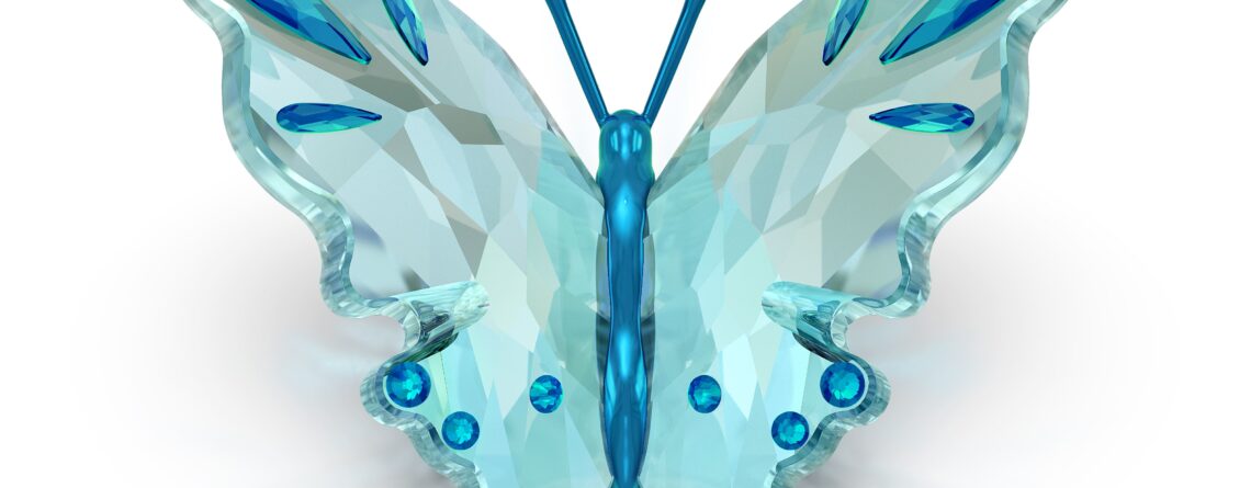 Swarovski kristalna figura Idyllia Leptir, Tirkiz