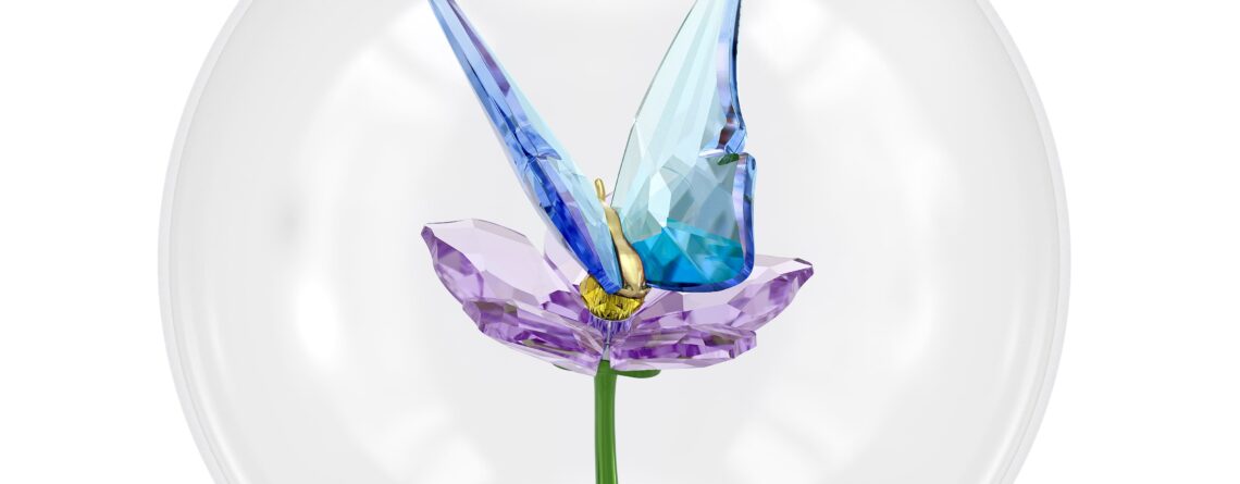 Swarovski kristalna figura Idyllia Staklena Kugla Leptir i Cvijet