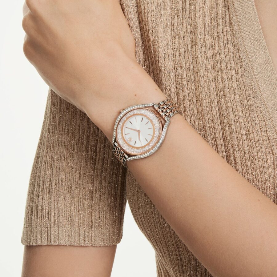 Swarovski sat Crystalline, Rose gold ton, Metalna narukvica, Swiss