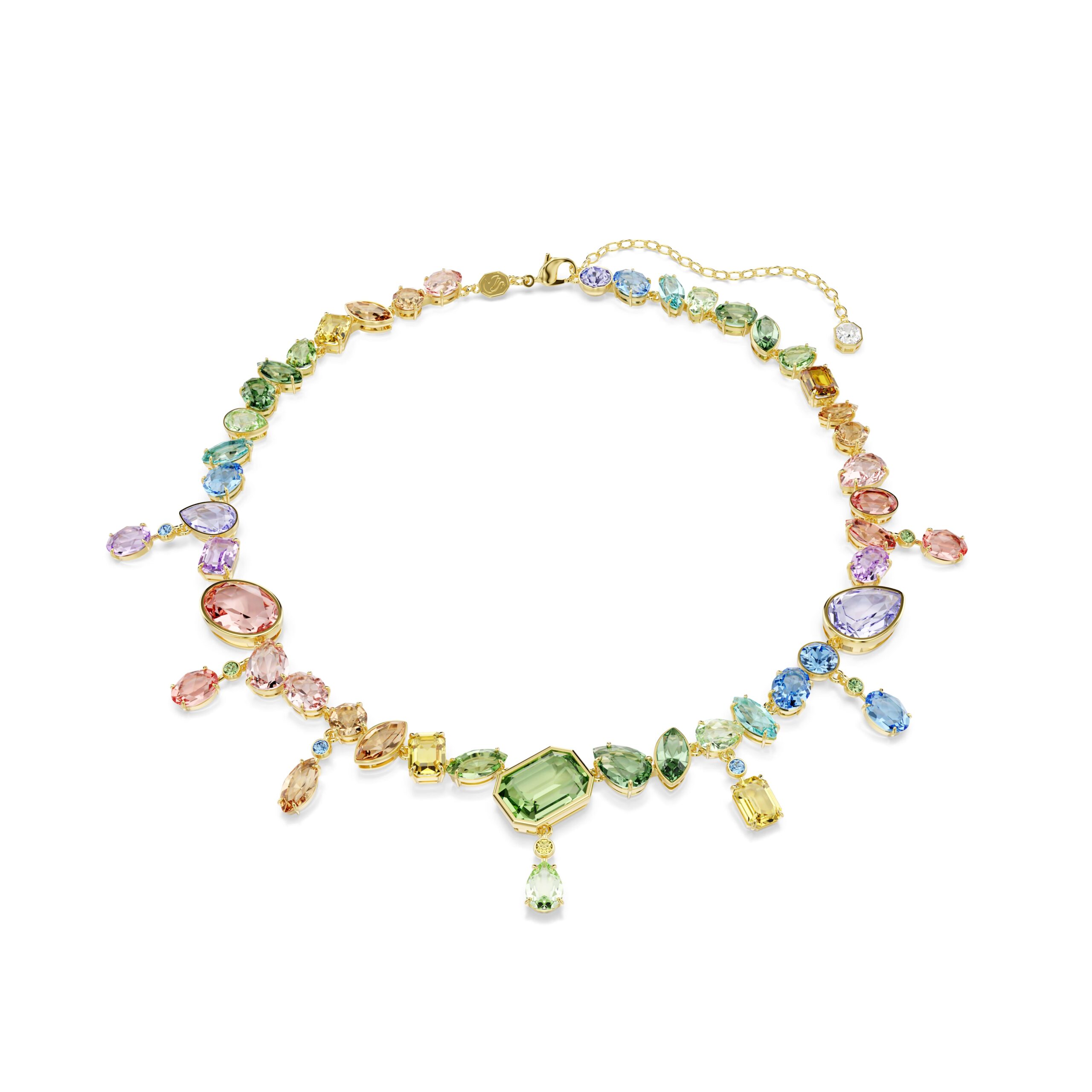 Swarovski ogrlica Gema, Zlatni ton, Vi&scaron;ebojna, Drop