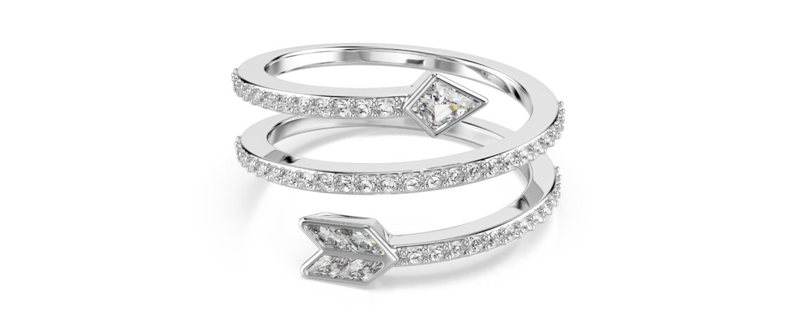 Swarovski prsten Idyllia, Bijeli ton, Bijela, Strelica