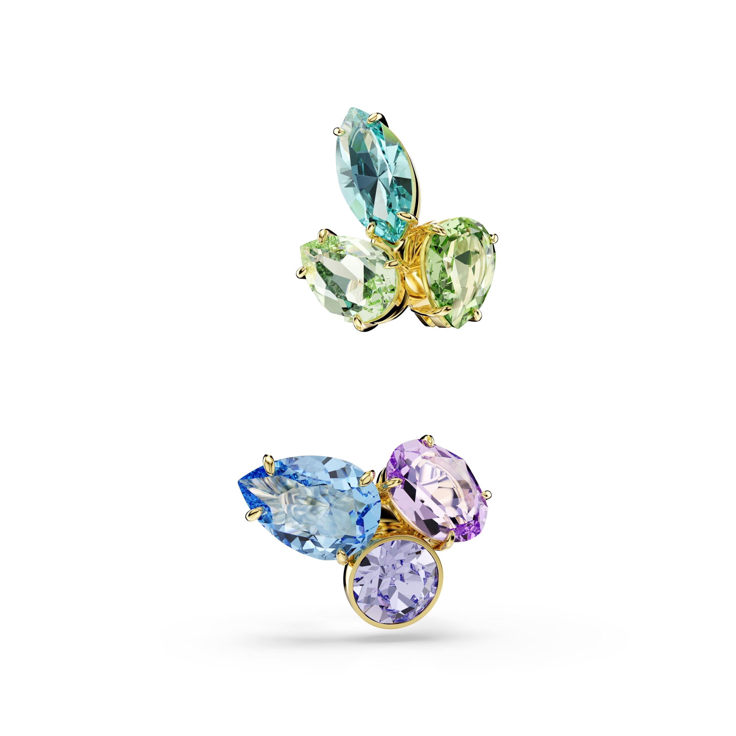 Swarovski nau&scaron;nice Gema Cuff, Zlatni ton, Vi&scaron;ebojna, Asimetrične