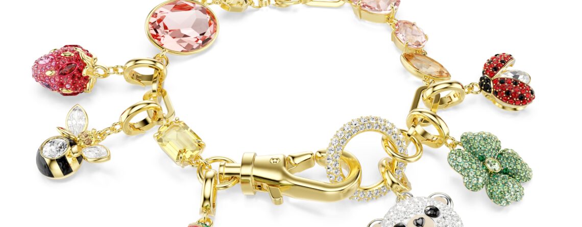 Swarovski narukvica Idyllia, Zlatni ton, Višebojna, Više motiiva, Mix