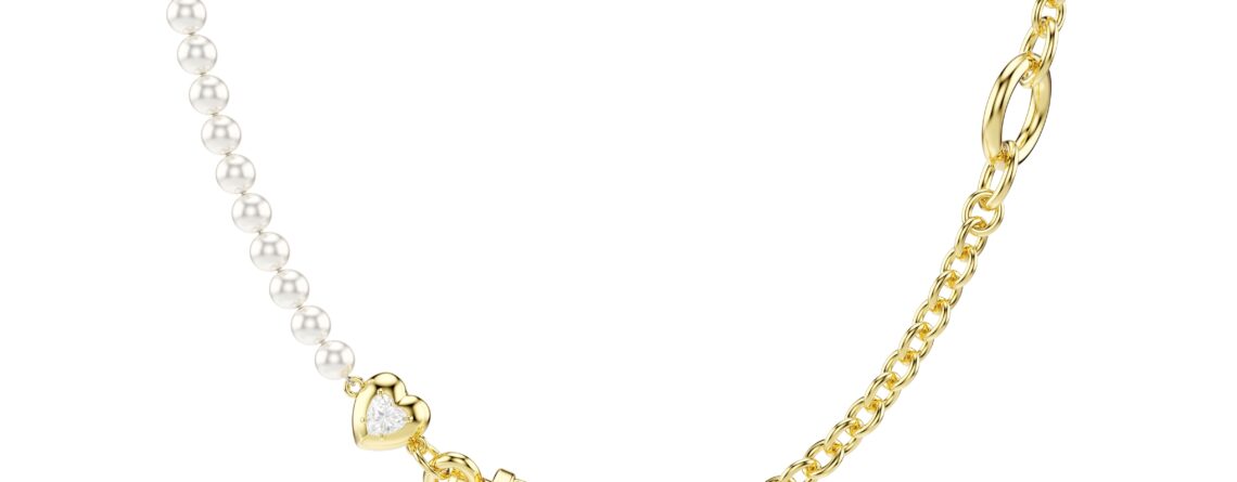 Swarovski ogrlica Idyllia, Zlatni ton, Bijela, Crystal pearl