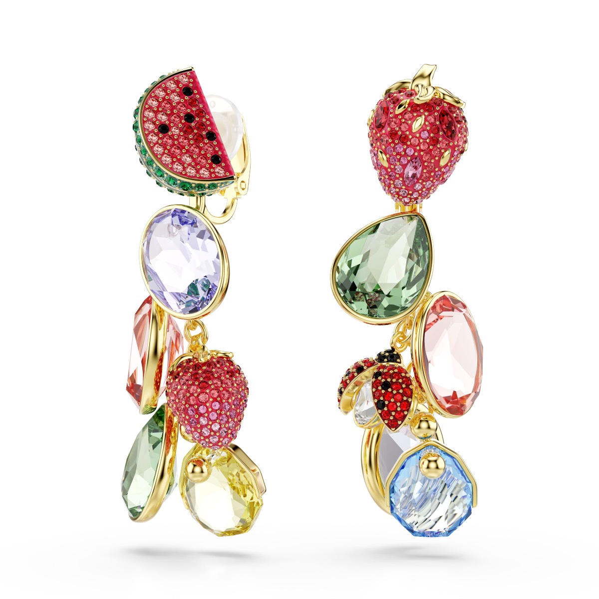 Swarovski nau&scaron;nice Idyllia Clip, Zlatni ton, Vi&scaron;ebojna, Voće, Bubamara