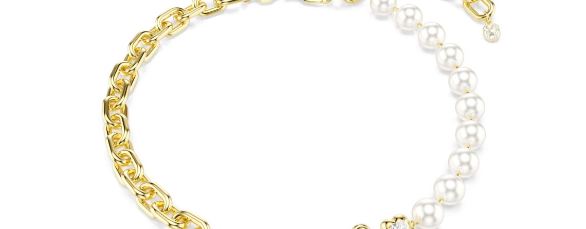 Swarovski ogrlica Idyllia, Zlatni ton, Bijela, Crystal pearl