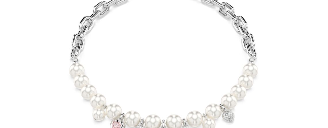 Swarovski ogrlica Idyllia, Bijeli ton, Bijela, Crystal pearl