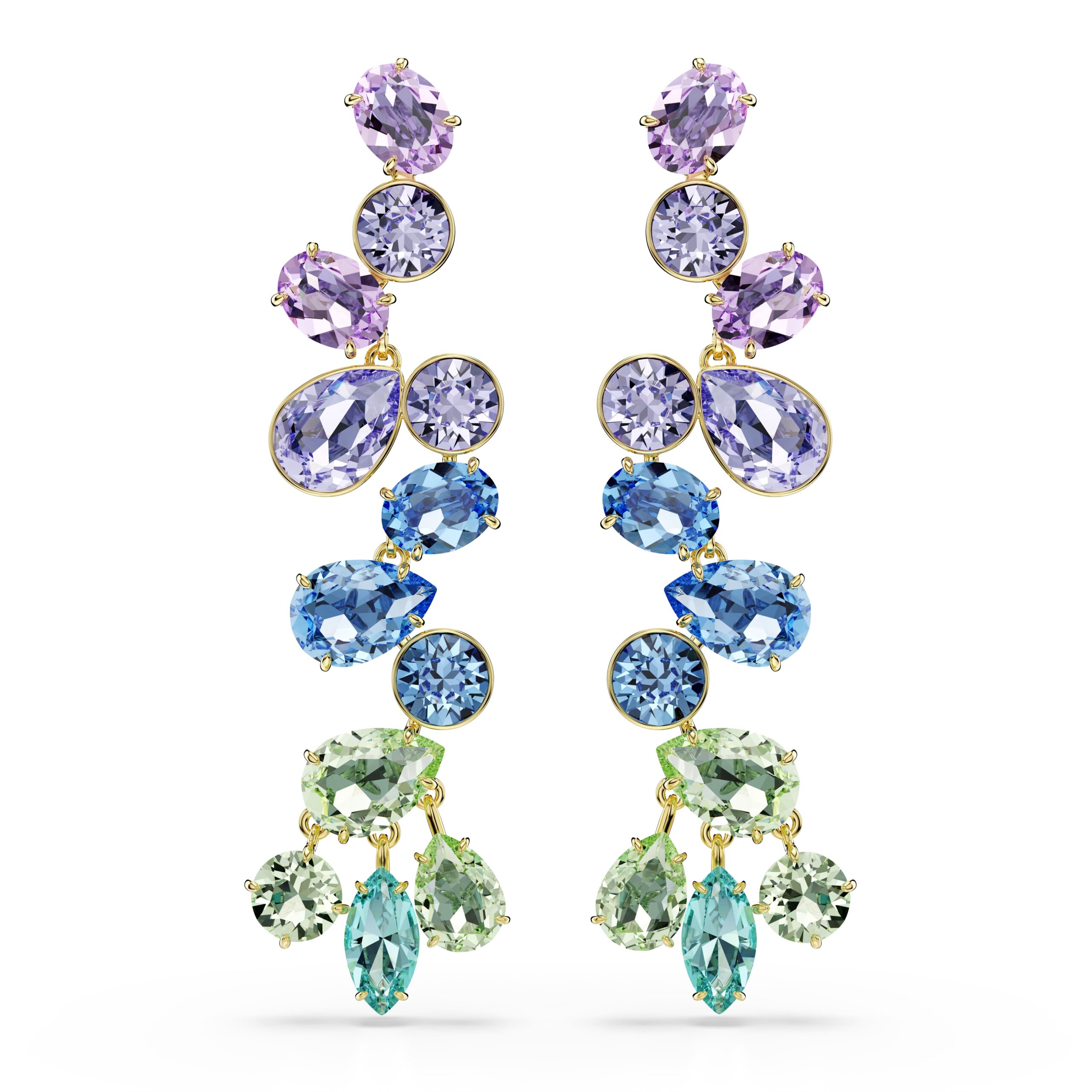 Swarovski naušnice Gema Drop, Zlatni ton, Višebojna, Luster
