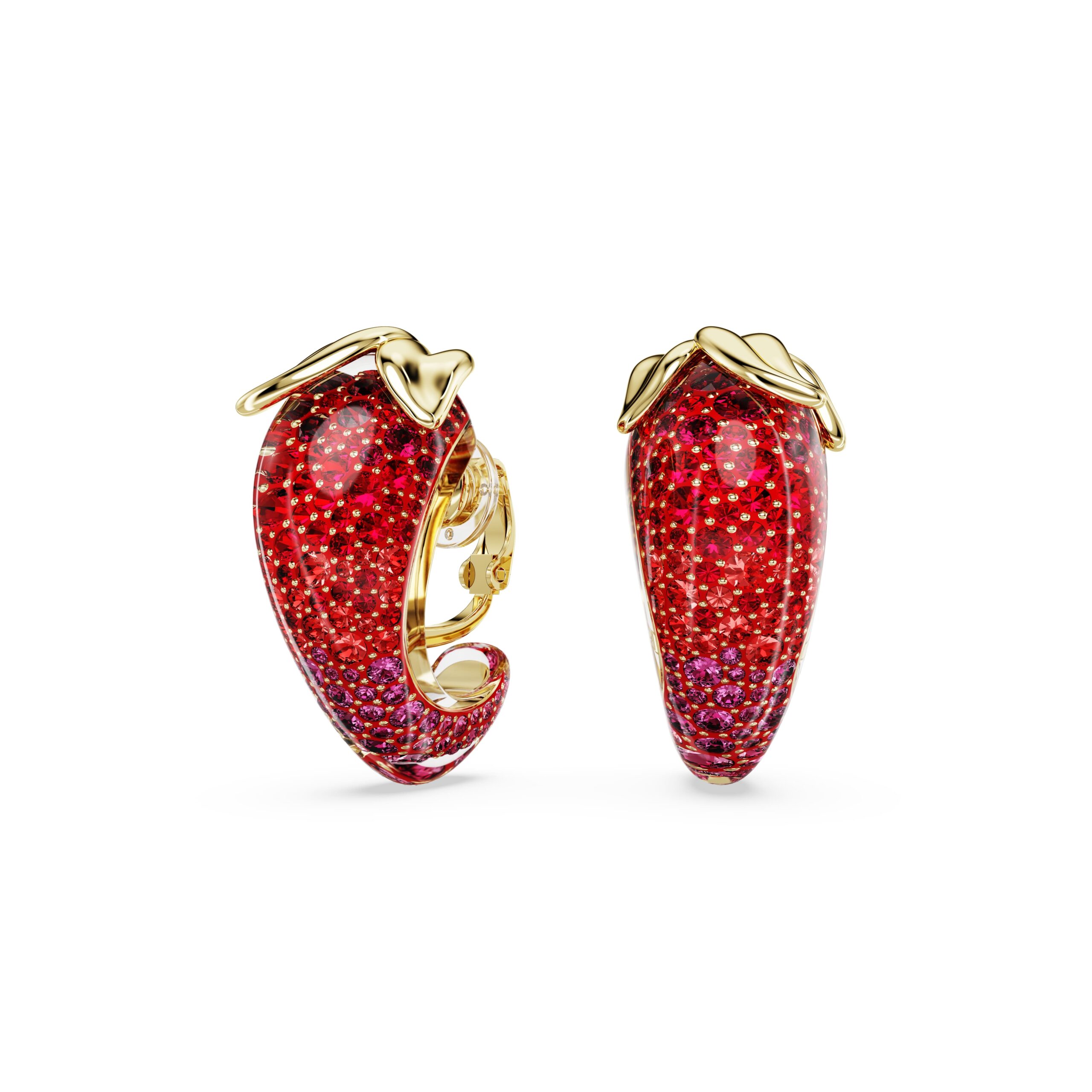 Swarovski nau&scaron;nice Idyllia clip, Zlatni ton, Crvena