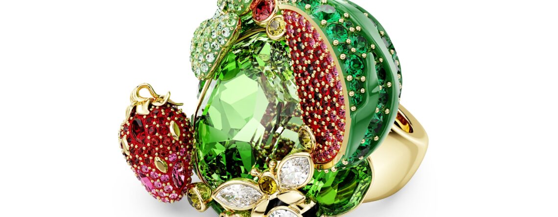 Swarovski prsten Idyllia, Zlatni ton, Višebojna