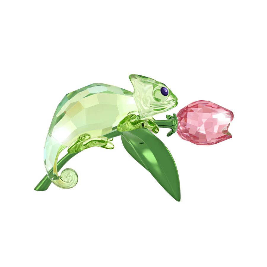 Swarovski kristalna figura Idyllia Kameleon i Tulipan