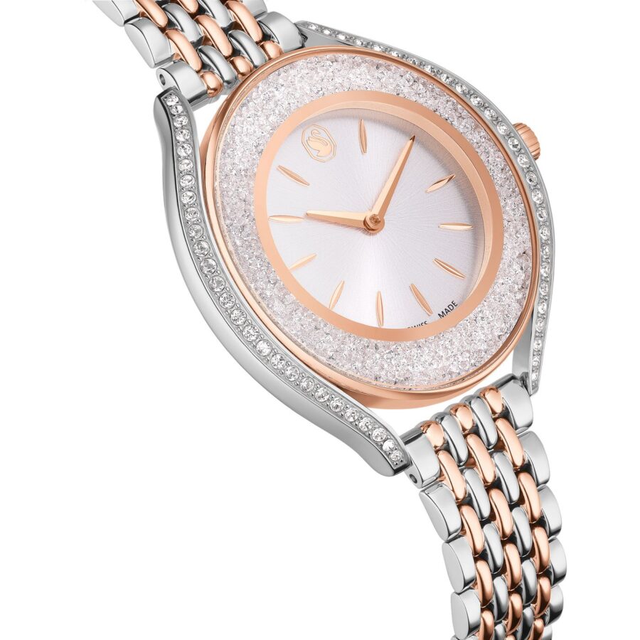 Swarovski sat Crystalline, Rose gold ton, Metalna narukvica, Swiss