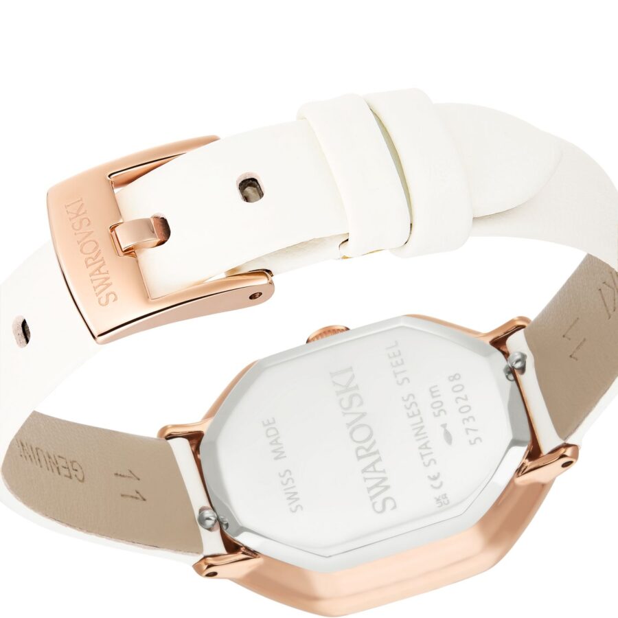 Swarovski sat Dextera octagon, Rose gold ton, Bijela, Koža, Swiss