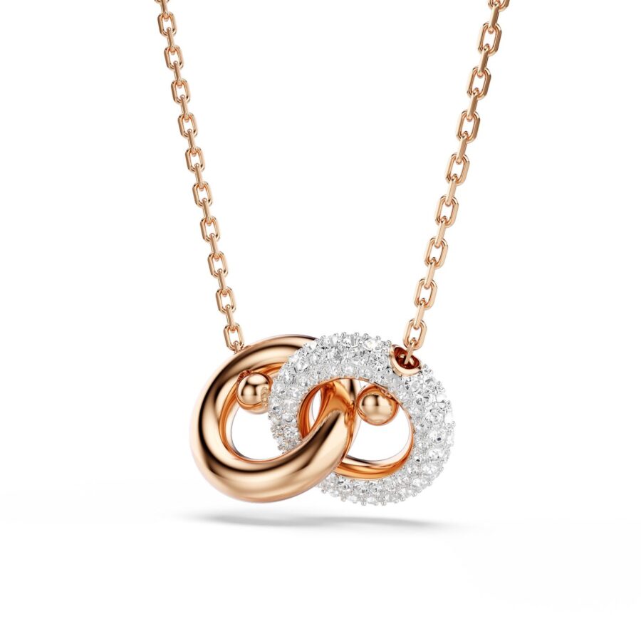 Swarovski lancic Dextera, Rose gold ton, Bijela