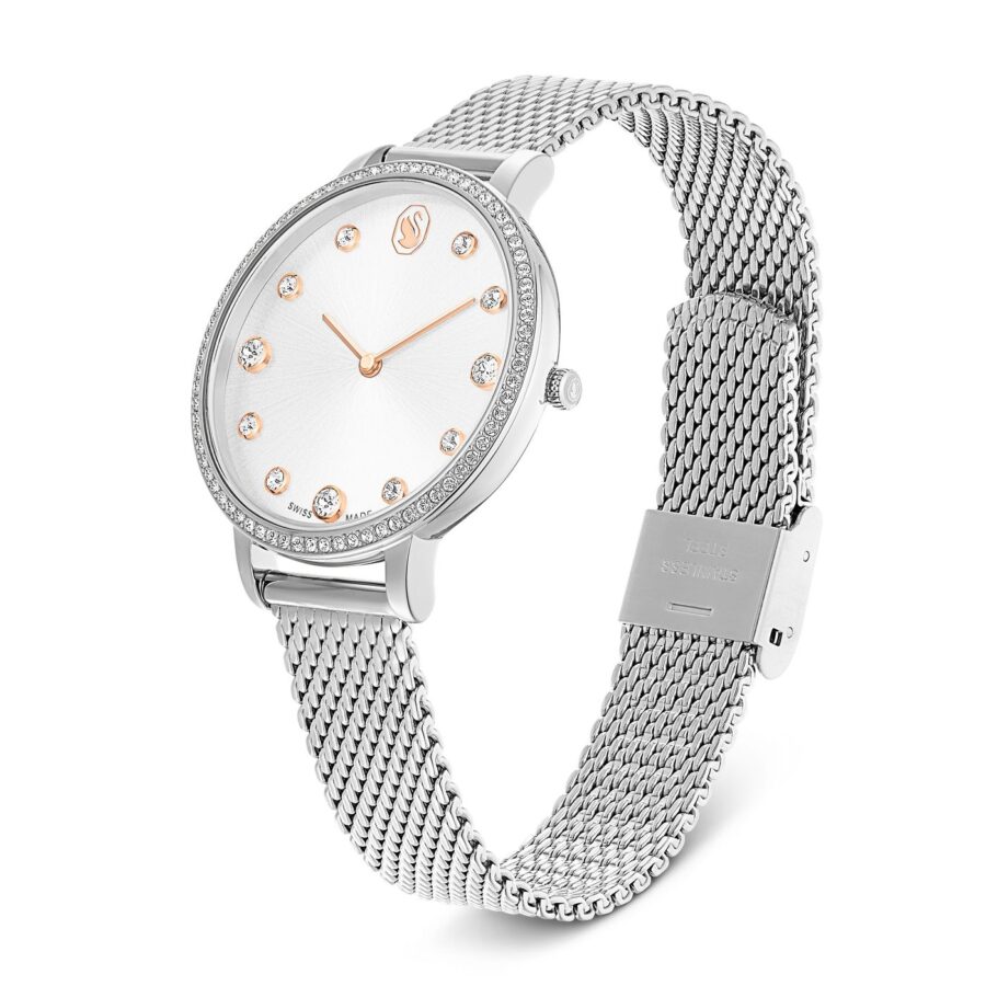 Swarovski sat Clarica, Srebrni ton, Metalna narukvica, Swiss