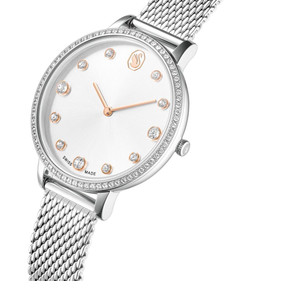 Swarovski sat Clarica, Srebrni ton, Metalna narukvica, Swiss
