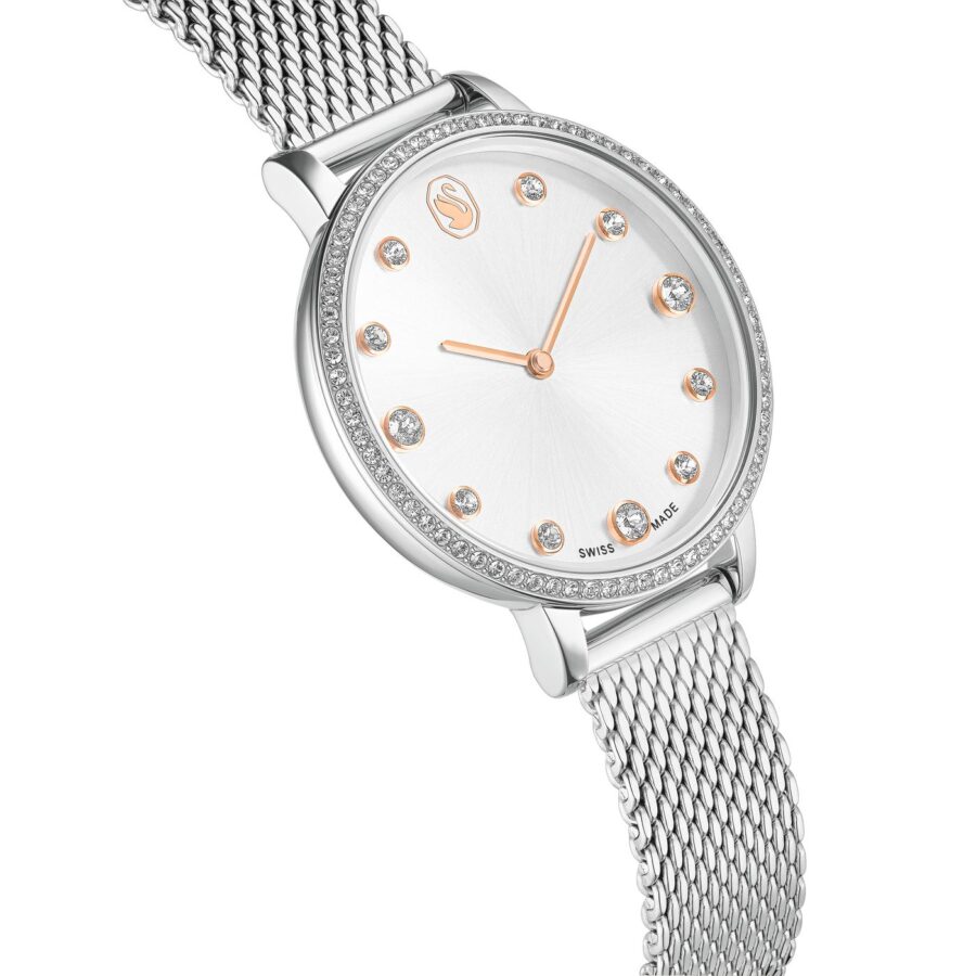 Swarovski sat Clarica, Srebrni ton, Metalna narukvica, Swiss