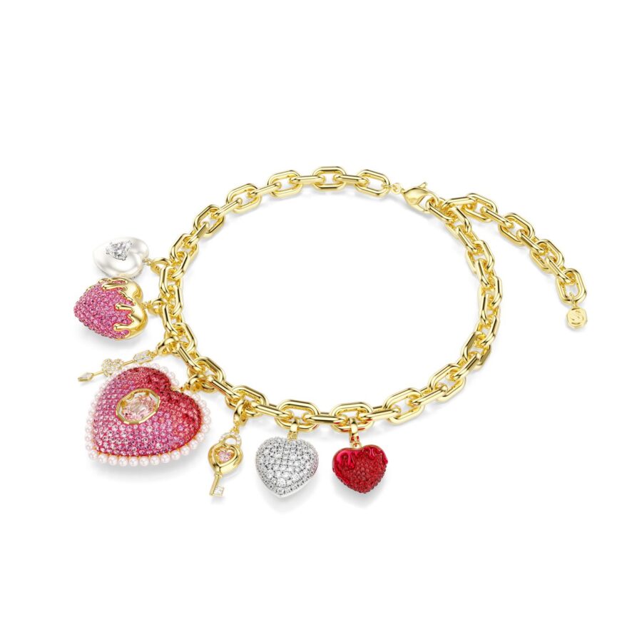 Swarovski ogrlica Idyllia, Zlatni ton, Višebojna, Srce, Kljuc