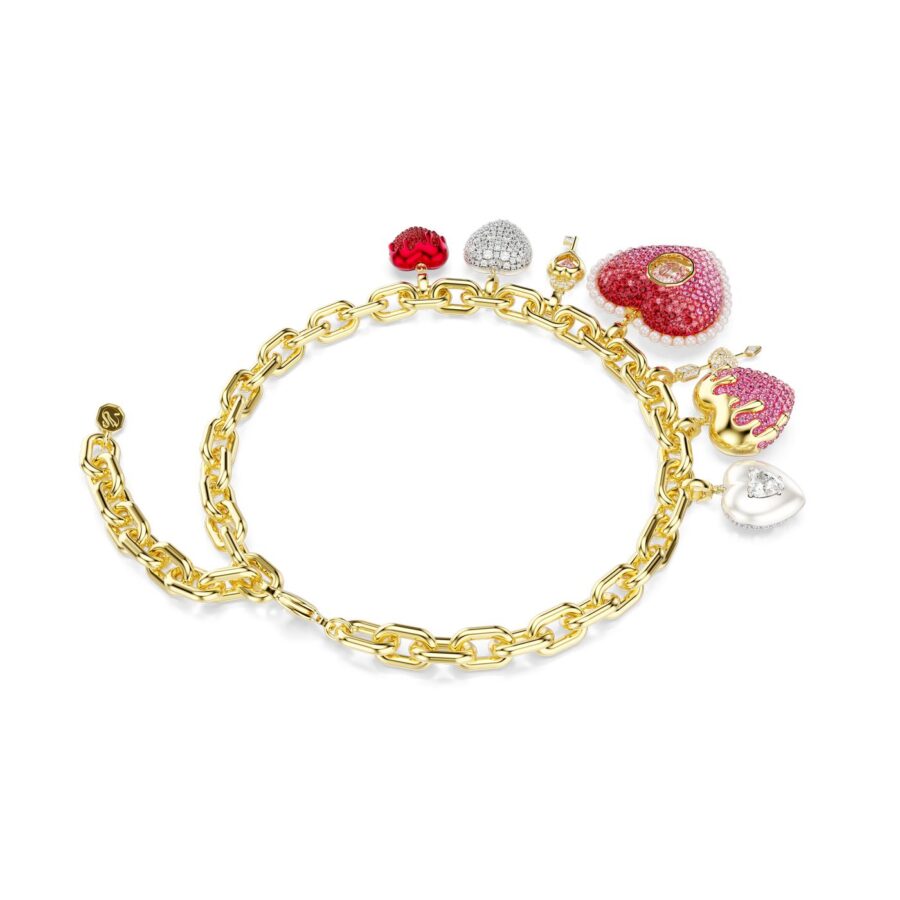 Swarovski ogrlica Idyllia, Zlatni ton, Višebojna, Srce, Kljuc