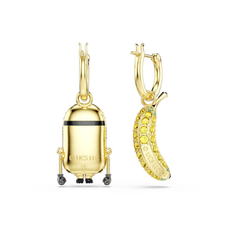 Swarovski naušnice Minions Hoop, Zlatni ton, Višebojna, Stuart i banana
