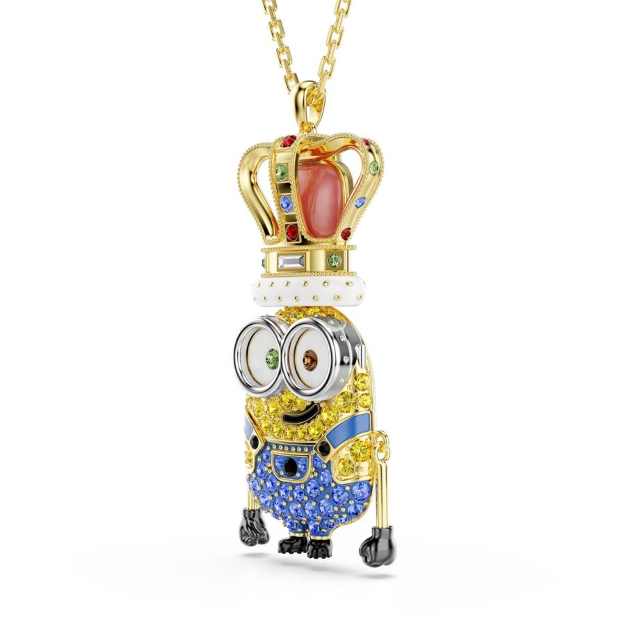 Swarovski lancic Minions, Zlatni ton, Višebojna, Kralj Bob, Pavé