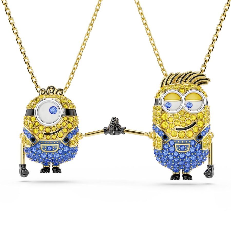 Swarovski set lancica Minions, Zlatni ton, Višebojna, James i Henry