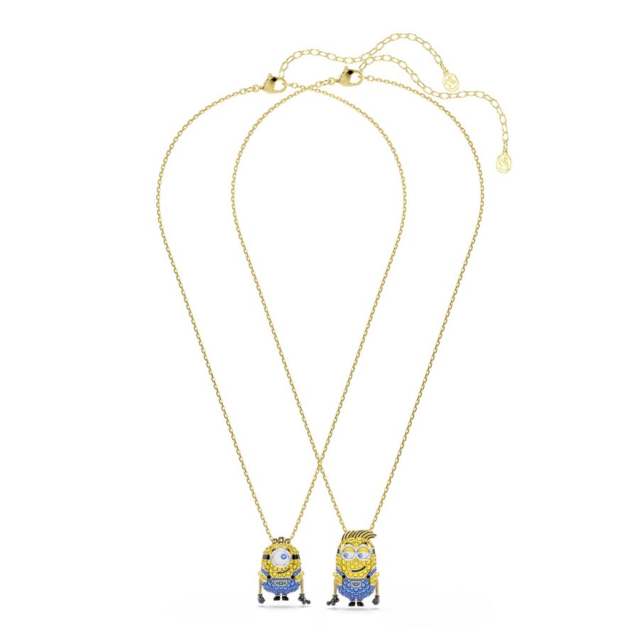 Swarovski set lancica Minions, Zlatni ton, Višebojna, James i Henry