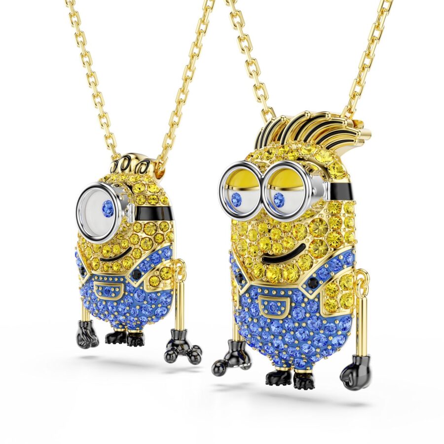 Swarovski set lancica Minions, Zlatni ton, Višebojna, James i Henry