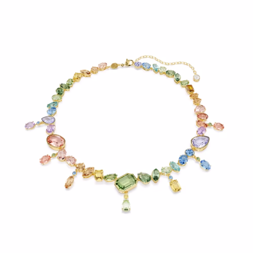 Swarovski ogrlica Gema, Zlatni ton, Vi&scaron;ebojna, Drop