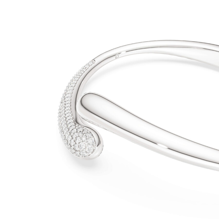 Swarovski narukvica Classica bangle, Isprepletena, Okrugli rez, Bijela, Sterling silver