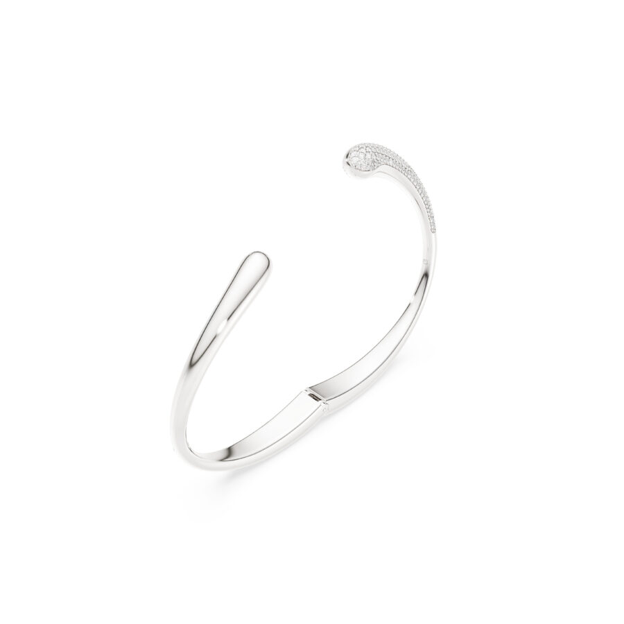 Swarovski narukvica Classica bangle, Isprepletena, Okrugli rez, Bijela, Sterling silver