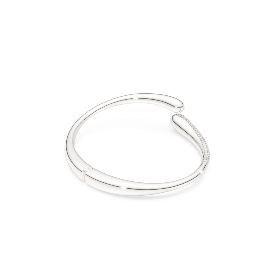 Swarovski narukvica Classica bangle, Isprepletena, Okrugli rez, Bijela, Sterling silver