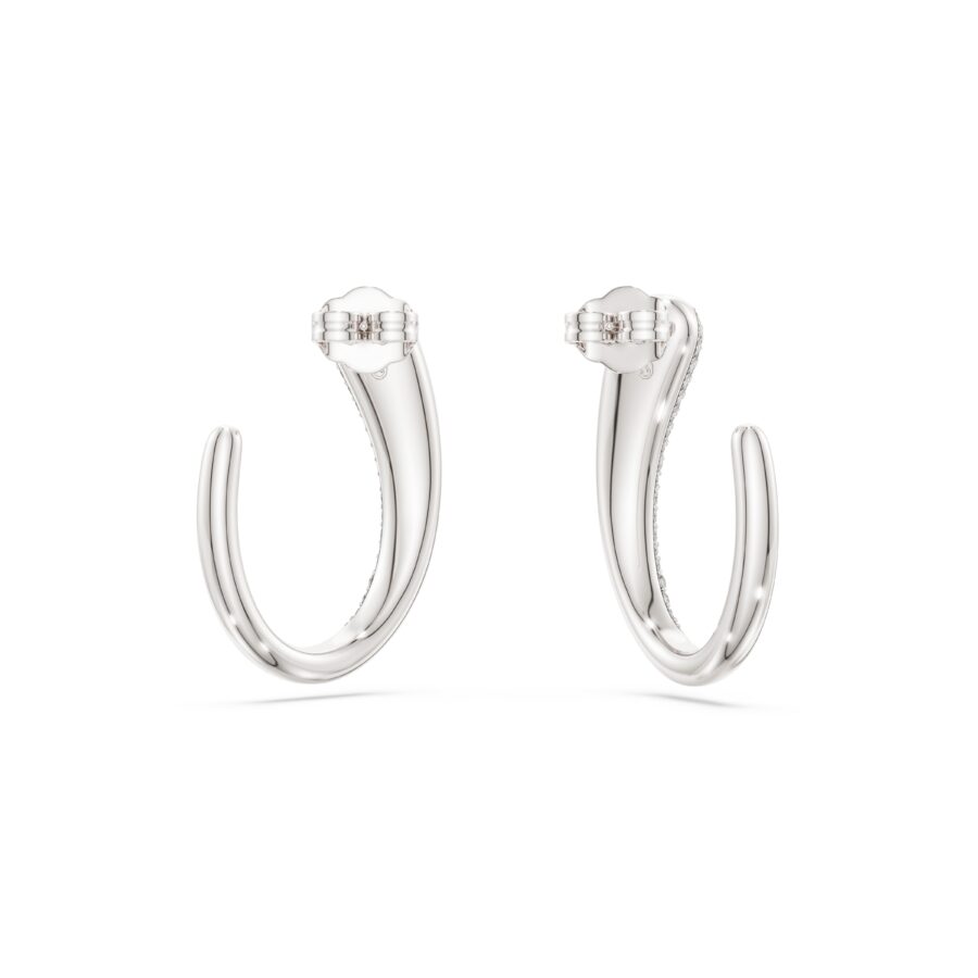 Swarovski naušnice Classica hoop, Okrugli rez, Bijela, Sterling srebro