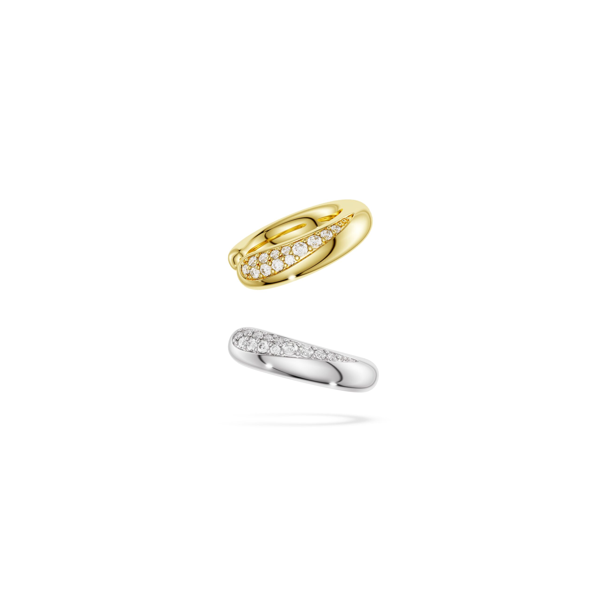 Swarovski nau&scaron;nice Classica ear cuffs, Okrugli rez, Bijela, Sterling srebro, 18K zlatni fini&scaron;