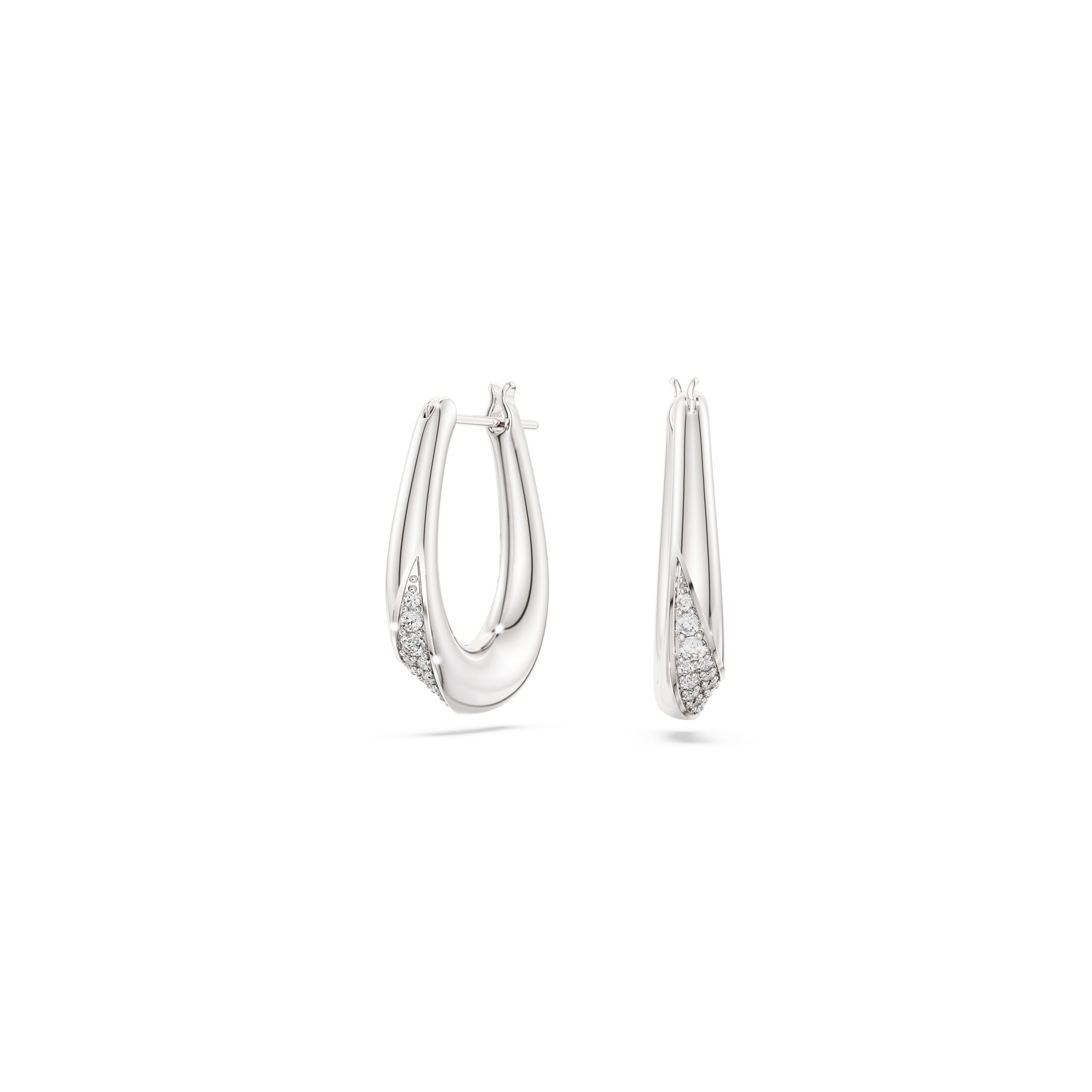 Swarovski nau&scaron;nice Classica hoop, Okrugli rez, Male, Bijela, Sterling srebro