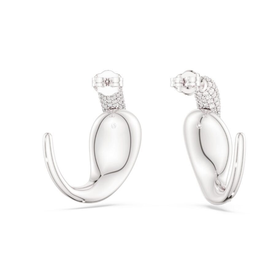 Swarovski naušnice Classica hoop, Statement, Okrugli rez, Bijela, Sterling srebro
