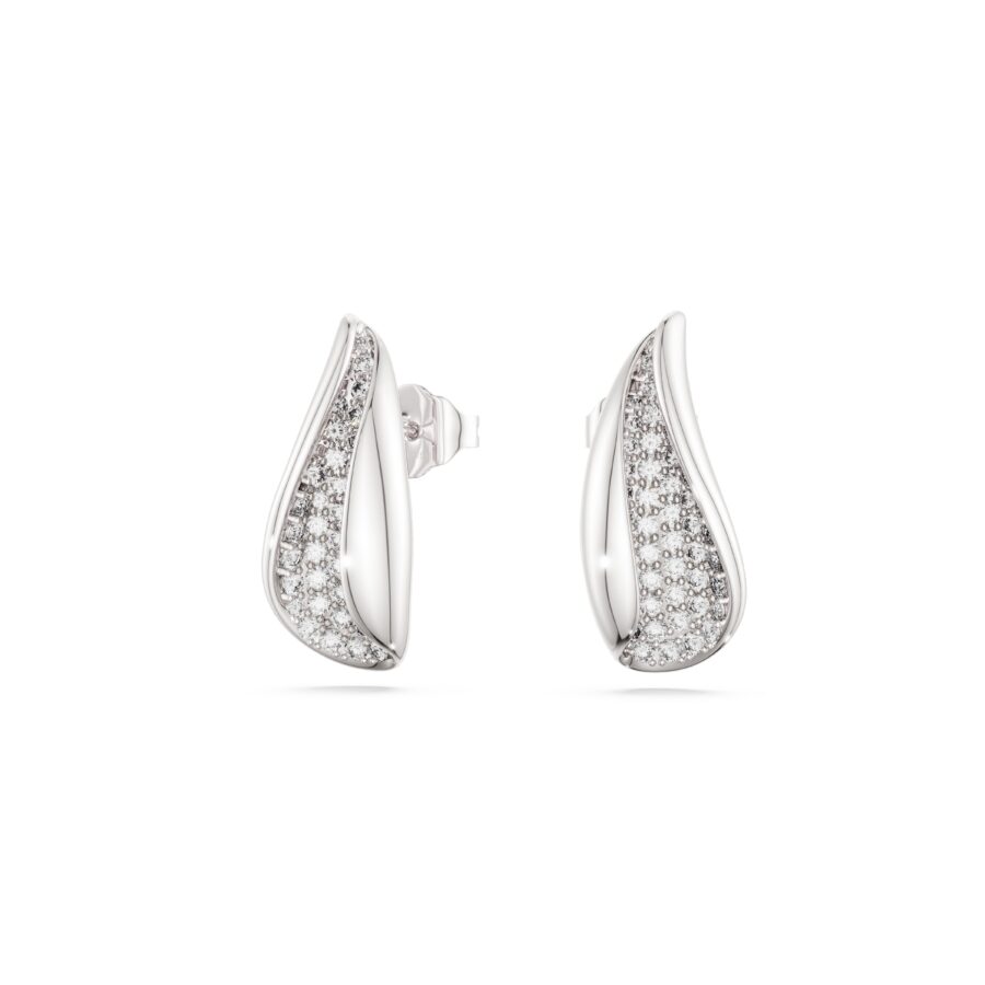 Swarovski naušnice Classica drop, Okrugli rez, Bijela, Sterling srebro