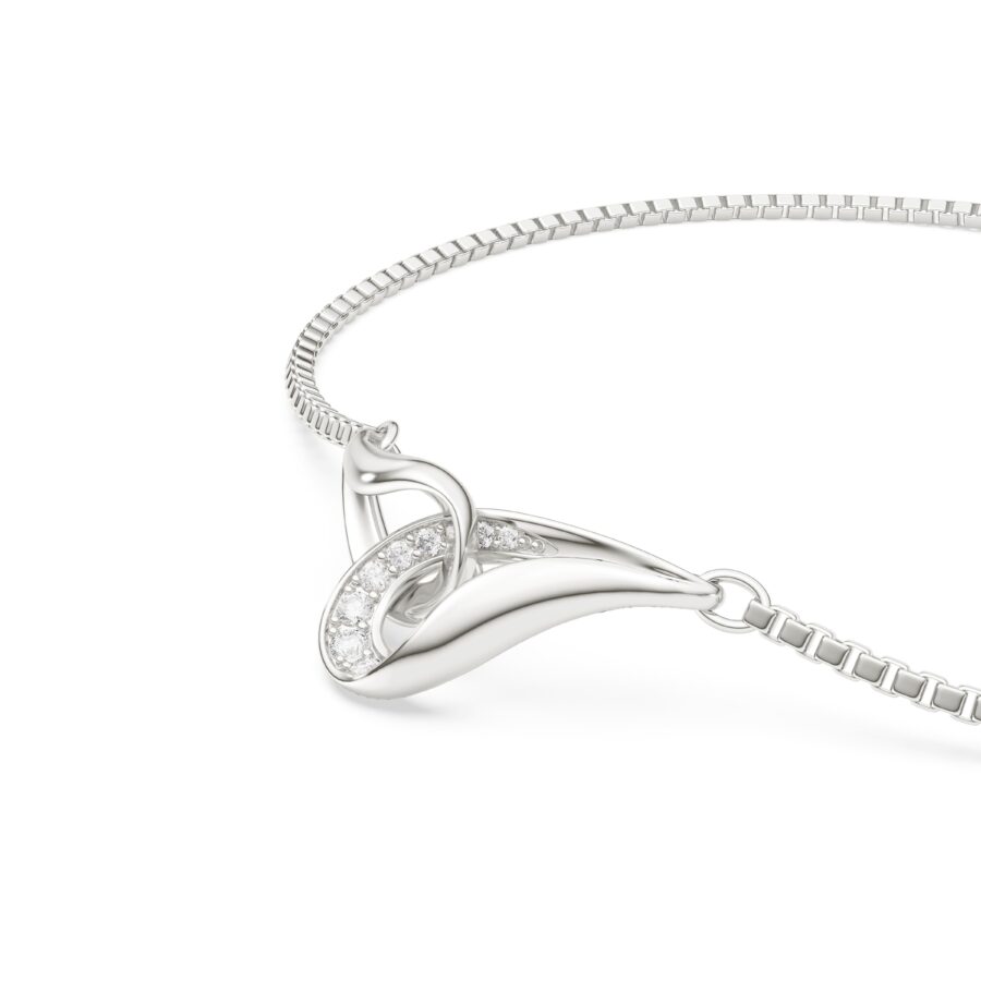 Swarovski narukvica Classica, Okrugli rez, Interlocking, Bijela, Sterling silver