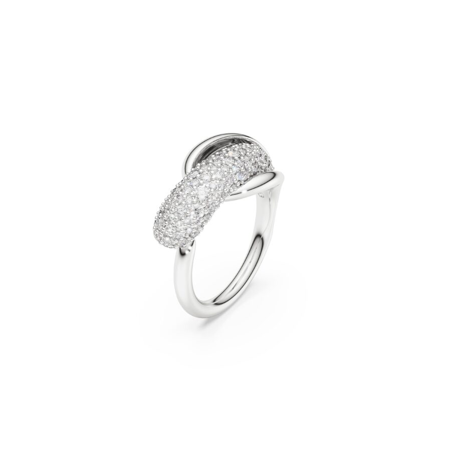Swarovski prsten Classica cocktail, Okrugli rez, Bijela, Sterling srebro