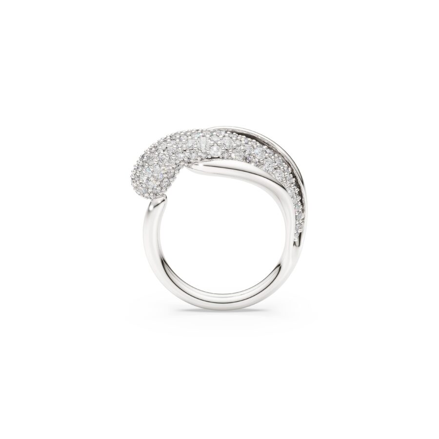 Swarovski prsten Classica cocktail, Okrugli rez, Bijela, Sterling srebro