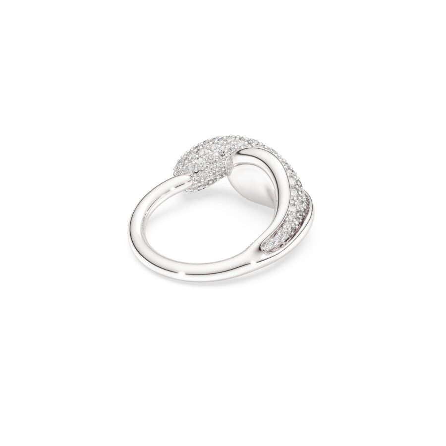 Swarovski prsten Classica cocktail, Okrugli rez, Bijela, Sterling srebro