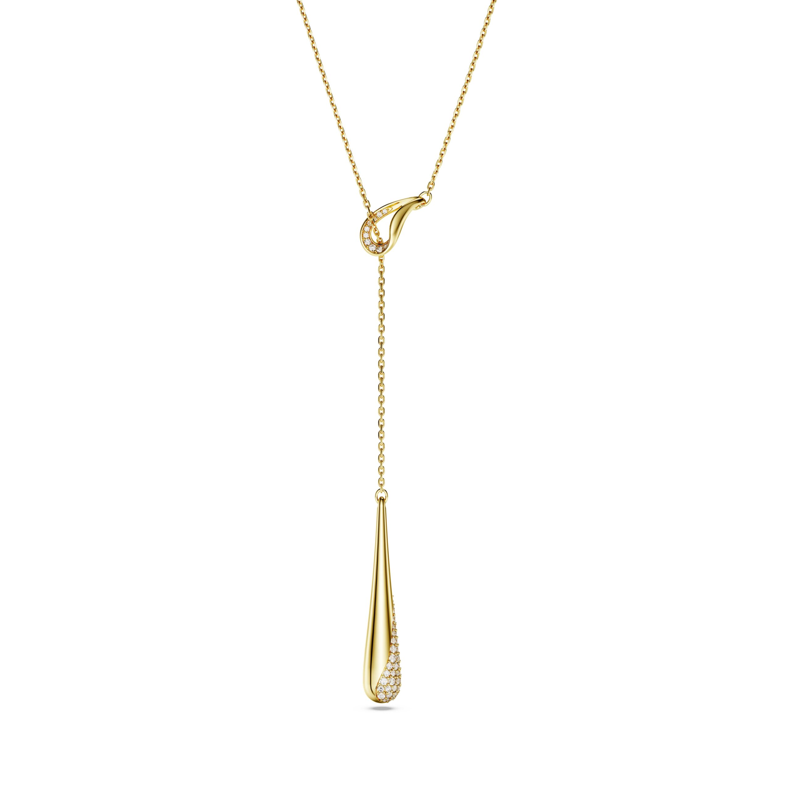 Swarovski lančić Classica Y, Okrugli rez, Bijela, Sterling srebro, 18K zlatni finish