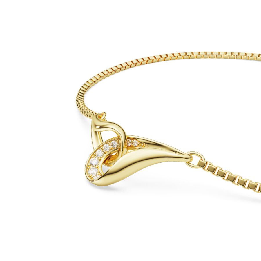 Swarovski narukvica Classica, Okrugli rez, Interlocking, Bijela, Sterling silver, 18K zlatni ton