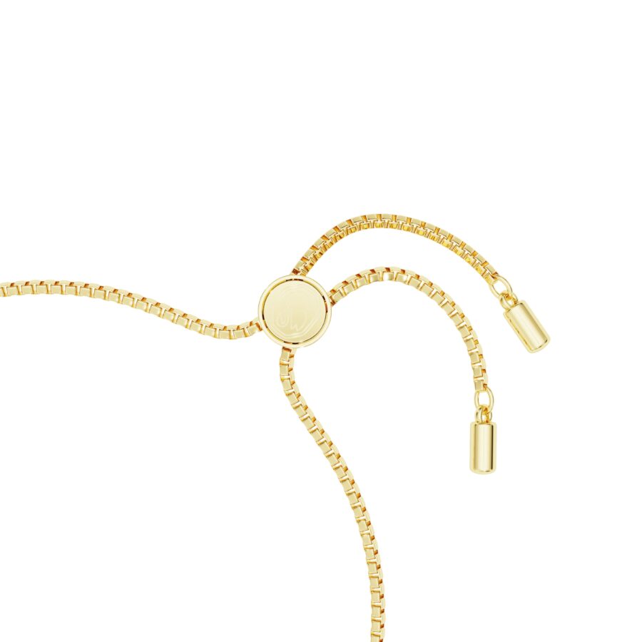 Swarovski narukvica Classica, Okrugli rez, Interlocking, Bijela, Sterling silver, 18K zlatni ton
