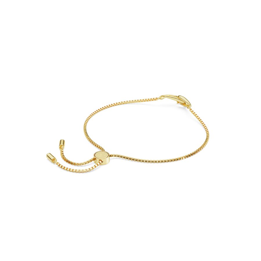 Swarovski narukvica Classica, Okrugli rez, Interlocking, Bijela, Sterling silver, 18K zlatni ton
