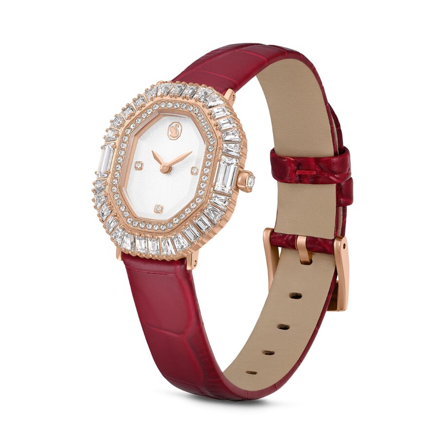 Swarovski sat Matrix Octagon, Kožni remen, Rose gold ton