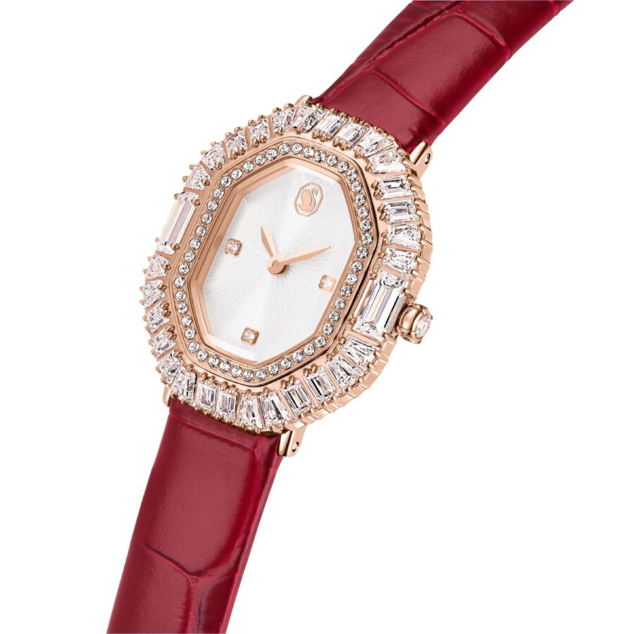 Swarovski sat Matrix Octagon, Kožni remen, Rose gold ton