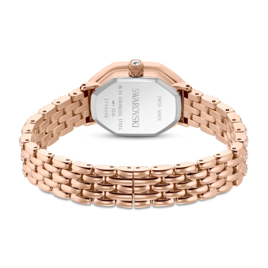 Swarovski sat Dextera octagon, Swiss Made, Metalna narukvica, Rose gold ton